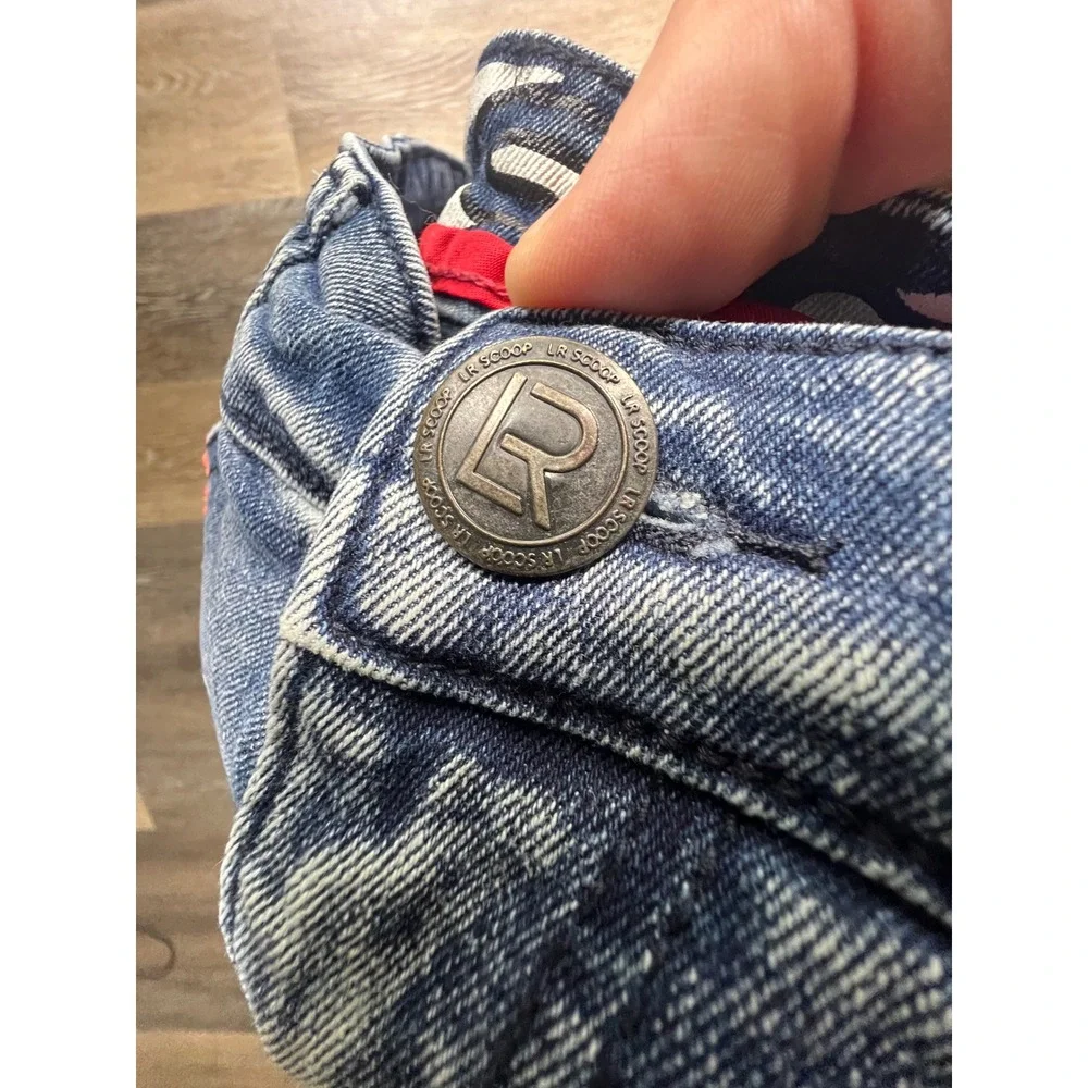 LR Scoop Distressed Jeans Mens‎ 32x30 Blue Good Paint Splatter Moto Ripped Denim